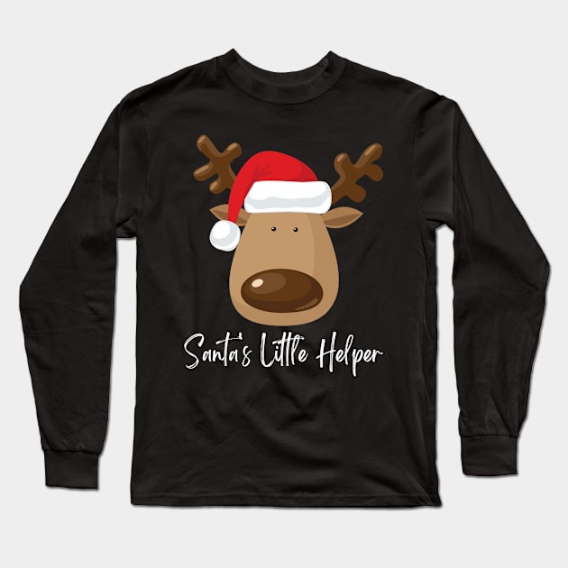 Santa's Little Helper white text Long Sleeve T-Shirt by CasualTeesOfFashion